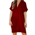 thumbnail image 2 of SMihono Robe Bohème d'Été pour Femmes Grande Taille Robe d'Été pour Femmes Couleur Unie Papillon Ajouré Décontractée à Col en V Ample, 2 of 9