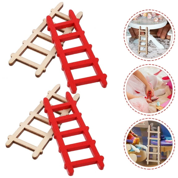 GOOHOCHY  10 Pcs Miniature Wooden Ladder Doll House Miniatures Dollhouse Accessories