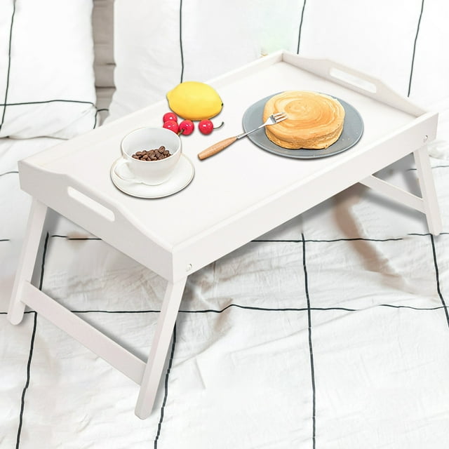Riforla Mini Folding Table Multifunctional Household Bedroom Bed Wooden Tray Computer Solid Wood Table Rack D