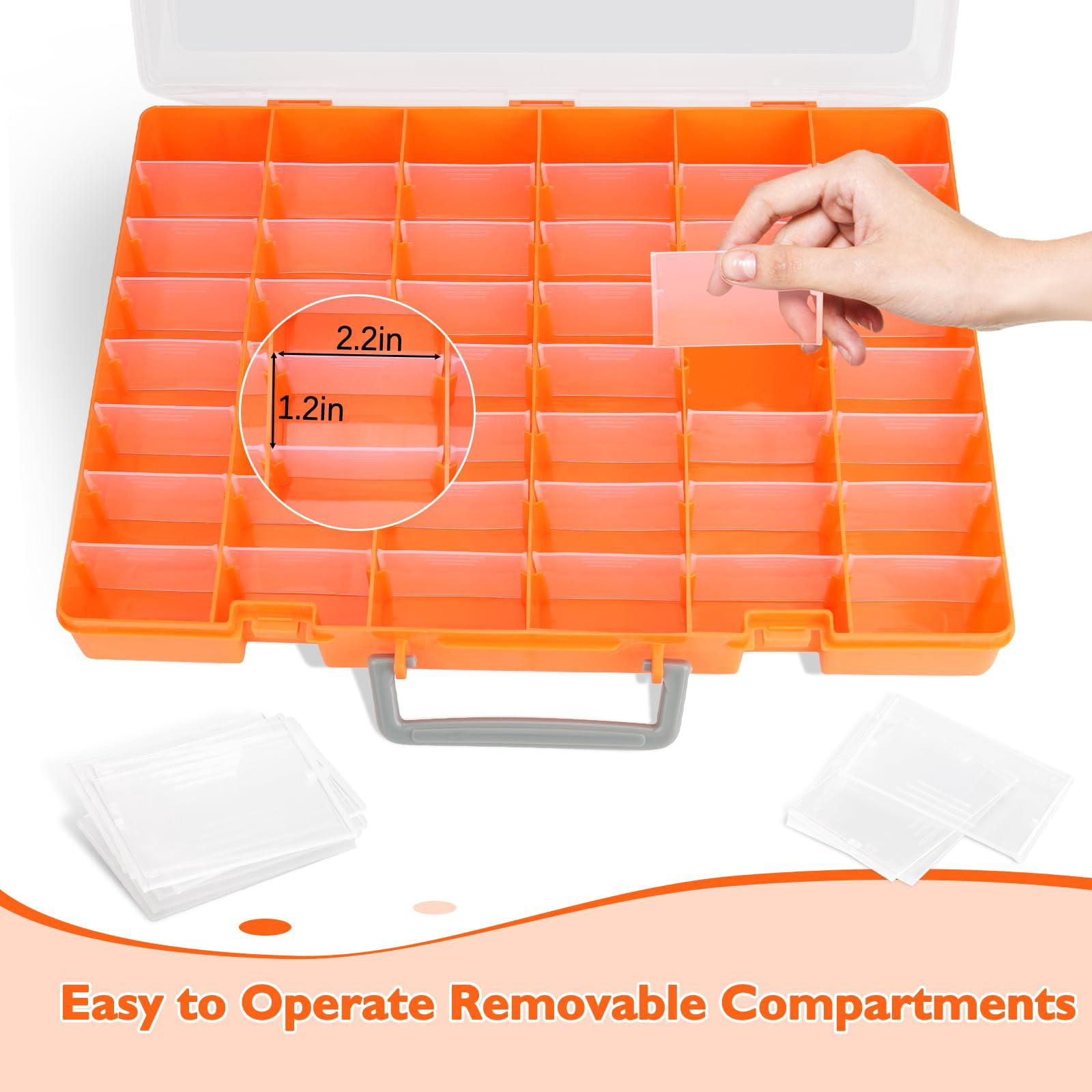 2 Pack 48 Grids Large Plastic Organizer Box With Adjustable Dividers  Beads Storage Containers Compartment Tackle Case For Crafts Hobby Small Parts Fishing Seeds (orange)