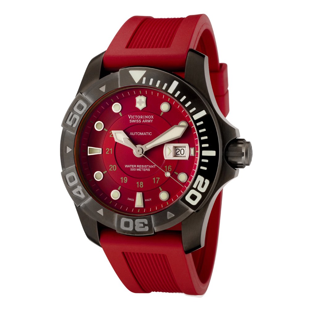 Victorinox Dive Master 500 Mechanical Automatic Mens Watch Red Strap