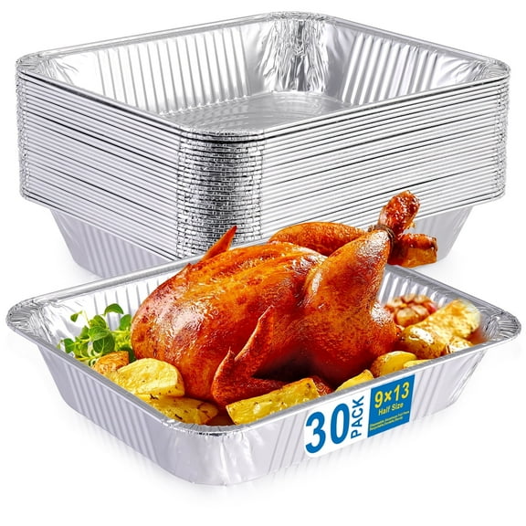 9x13" Super King Aluminum Pan，Extra Heavy Duty Disposable Aluminum Roaster Foil，30 Count