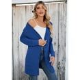 thumbnail image 4 of SHOWMALL Women Lightweight Cardigan Long Sleeve Button Down V Neck Casual Lightweight Knit Sweater Open Front Cardigan, US Size 2XL, Klein Blue, 4 of 8