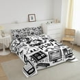 thumbnail image 3 of Gamer Comforter Set Queen,Gaming Bedding,Video Games Controller Gamepad Bedding Comforter Sets Black White Graffiti Bedroom Decor Duvet Insert, 3 of 7