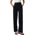 thumbnail image 3 of Women'S Comfortable Wide Leg Pants Big Pocket Fitness Yoga Pants Sports Casual Pants Extended Black L, 3 of 8