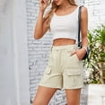thumbnail image 6 of Lenpel Jean Shorts for Women Trendy Elastic High Waisted Mid Thigh Cargo Denim Shorts Summer Casual Shorts with Pockets, 6 of 7