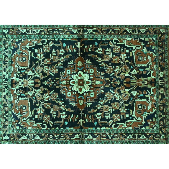 Ahgly Company Indoor Rectangle Persian Turquoise Blue Traditional Area Rugs, 2' x 3'