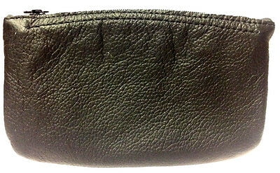 Closeout Black Leather Combination Tobacco Pouch With 2 Pipe Bag Case