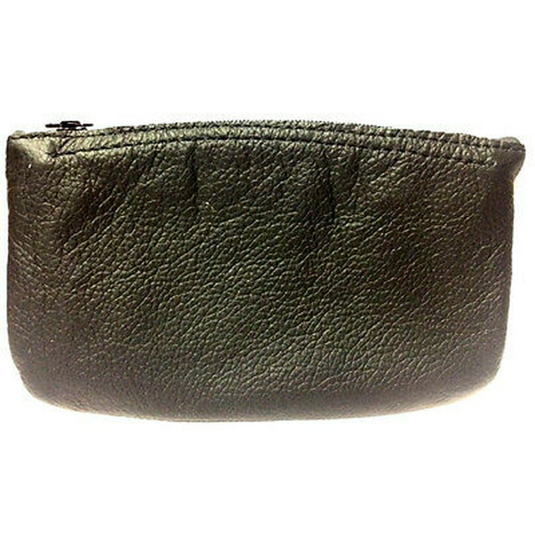 Black Leather Full Size Tobacco Pouch with Zipper Holds 2 oz Pipe Tobacco -  1168