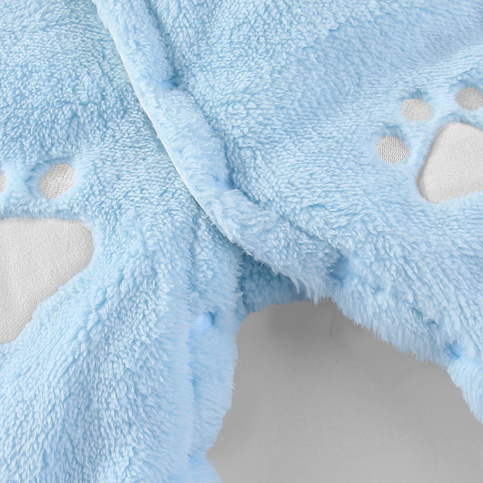 FAIOROI Light Blue Kids Girl Bear Onesie - Warm Footed Kids Jumpsuit with Front Zipper & Quilted Lining, Plush Ears, Fall/Winter Wear for 0-12M Daily/Photo Use,Size 6 Months