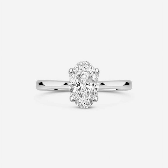 Silvago Jewel Oval Cut Excellent 1.25 Ct Diamond Ring For Women's - 14K White Gold Plated Solitaire Ring - Classic Engagement Wedding Women's Ring - 4 Prong Simple Solitaire Daily Wear Women's Rings