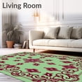thumbnail image 2 of ODIKA 5'x7' Machine Washable Non-Slip Area Rug, Traditional Symphony Decorative Artistic Wonder High Traffic Rug with Pad, Green, 541224, 2 of 8