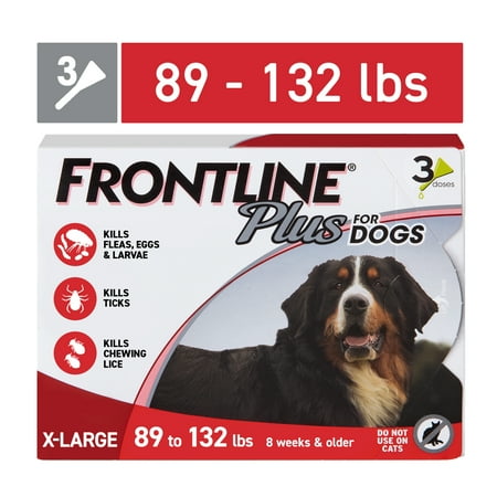 UPC: 0350604287308 | FRONTLINE® Plus for Dogs Flea and Tick Treatment  Extra Large Dog  89-132 lbs  Red Box  3 CT