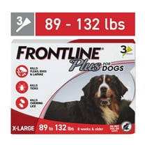 FRONTLINE Plus for Dogs Flea & Tick Extra-Large Breed Dog Spot Treatment, 89 - 132 lbs, 3 Count