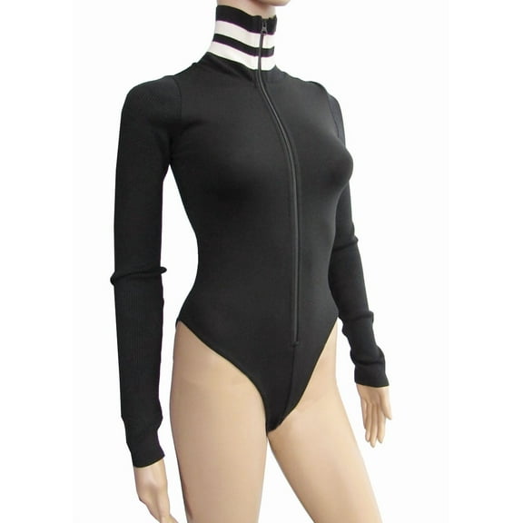 Fenty Puma by Rihanna Women Longsleeve Full Zip Bodysuit, Cotton Black, Size XXS