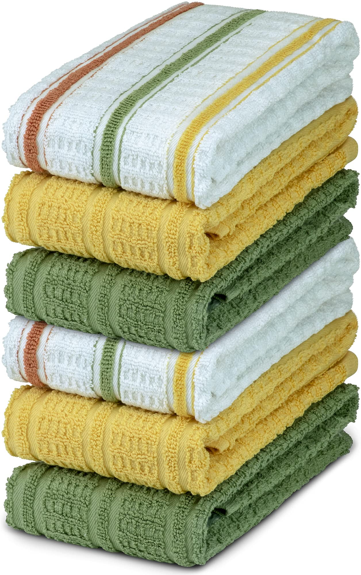 DecorRack 6 Large Kitchen Towels, 100 Cotton, 16 x 27 inches, White