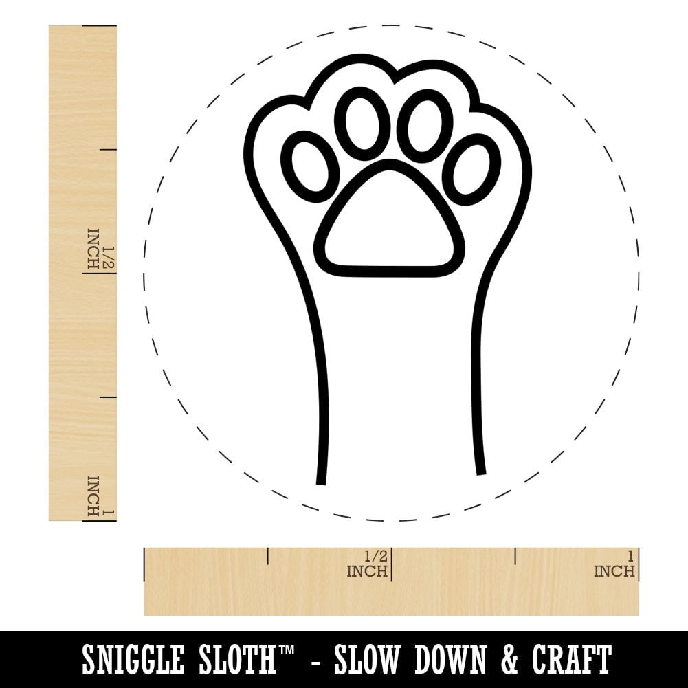 Cute Cat Paw Self-Inking Rubber Stamp Ink Stamper - Blue Ink - Medium 1 Inch