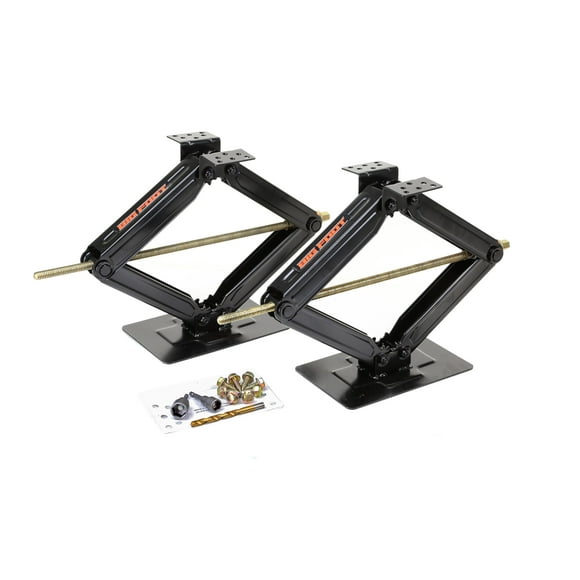 LIBRA Set of 2 Bigfoot 5000 lb 24" RV Trailer Camper Stabilizer Leveling Scissor Jacks w/Dual Power Drill Sockets & Complete Mounting Hardware -Part#26044
