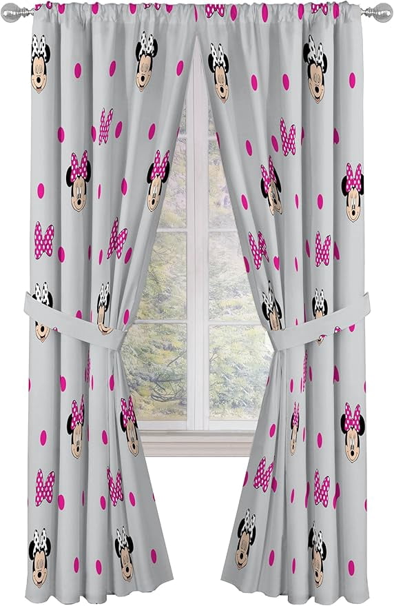Minnie Mouse Peek A Boo Bows 2 Panel Blackout Curtain Set, 84 Inch Long