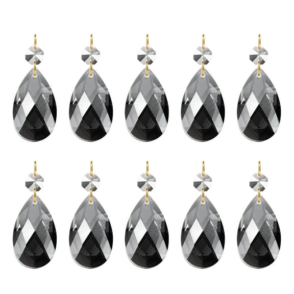 Uxcell Teardrop Crystal Chandelier Pendants Beads, 10 Pack 60mm Length 38mm Prisms Parts Beads Electroplating Gray