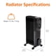 thumbnail image 3 of Amazon Basics - Calentador de aceite radiador para interiores, protección de sobrecalentamiento, 7 aletas con aceite, 3 ajustes de calor, seguridad certificada ETL, 1500 W, negro, 28 x 37.6 x 64 cm, 3 of 5