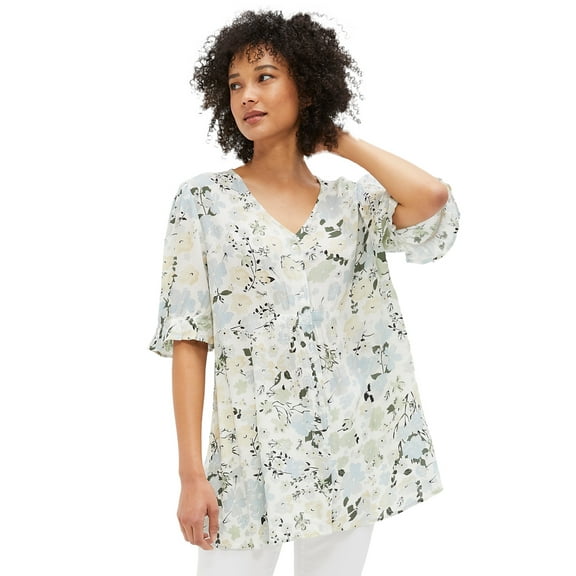 Ellos Women's Button Front Crinkle Tunic