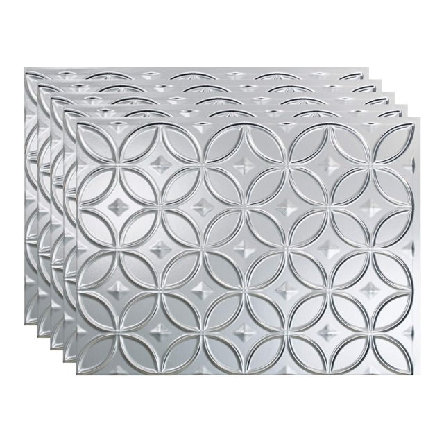 FASÄDE Rings Decorative Vinyl 18in x 24in Backsplash Panel in Brushed Aluminum (5 Pack)