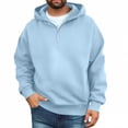 thumbnail image 4 of Men's Quarter Zip Pullover Hoodies Half Zip Hoodie Men Long Sleeve Hoodie Fleece Casual 1/4-Zip Sweatshirt Light Blue M, 4 of 4