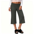 thumbnail image 6 of Utoimkio Women's Fold Over High Waist Capri Flare Pants Soft Stretch Cropped Wide Leg Trousers for Yoga Casual Daily Walking, 6 of 7