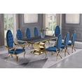 thumbnail image 2 of Gray Marble Mixed Dining Set with Gold Stainless Steel and Navy Velvet Chairs, 2 of 3
