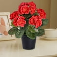 thumbnail image 5 of Artificial Camellia Potted Plant | Realistic Faux Outdoor Flowers for Spring & Summer Decor | Silk Look Plastic Plants for Porch, Balcony & Front Door | 1-Piece Planter Decoration, 5 of 6