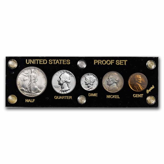 1942 U.S. Proof Set (5-Coins, In Hard Plastic Holder)