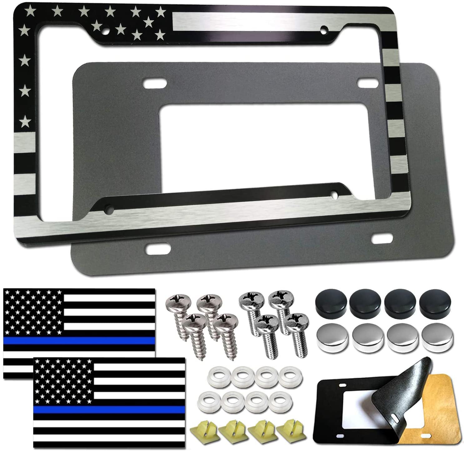 PORSCHE License Plate Frame Aluminium Black Holder Frames Covers for Car Holders Heavy Duty BLACK