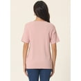 thumbnail image 4 of Unique Bargains Women's Short Sleeve T Shirts Basic Knit Tops Loose Solid Color Blouse L Pink, 4 of 6