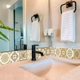 thumbnail image 4 of Mi Alma Brown White Floral Peel & Stick Tiles - Vinyl Backsplash 8x8, 4 of 10