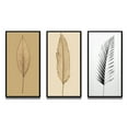 thumbnail image 2 of Designart "Singular Botany Solitary Leaf on Neutral Canvas II" Flowers Framed Wall Art Set Of 3 - Beige Traditional Frame Gallery Set For Office Decor, 2 of 6