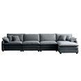 thumbnail image 5 of 4 Person Sofa, Upholstered Couches for Living Room with 1 Footstool and 4 Throw Pillows, 4 Seat Sofa for Living Room, Apartment, Office,Apartmen, Gray, 5 of 9
