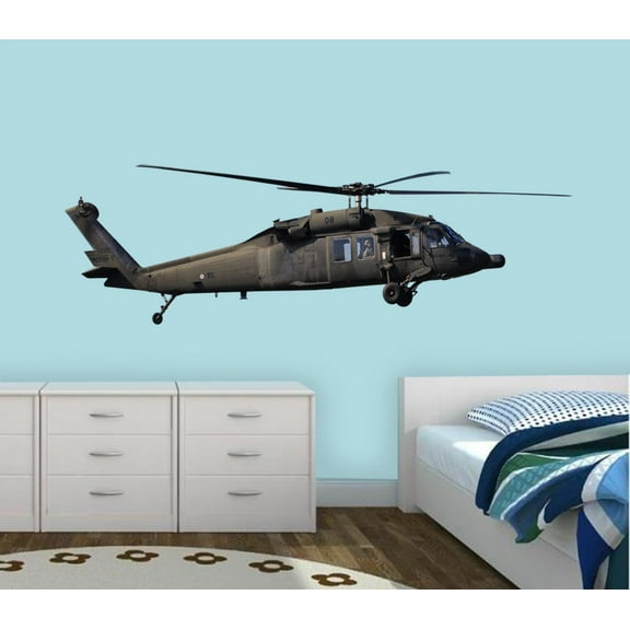 VWAQ Military Helicopter Wall Decal Aviation Decor Blackhawk Helicopter Sticker - PAS20 (6"H X 20"W)