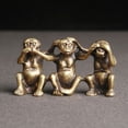 thumbnail image 3 of Small Monkey Statue Brass Monkey Figurine House Decoration Animal Figurines, 3 of 12