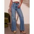 thumbnail image 4 of Wide Leg Jeans for Women High Waisted Stretchy Straight Pants Leg Boyfriend Baggy Jeans Blue L, 4 of 8