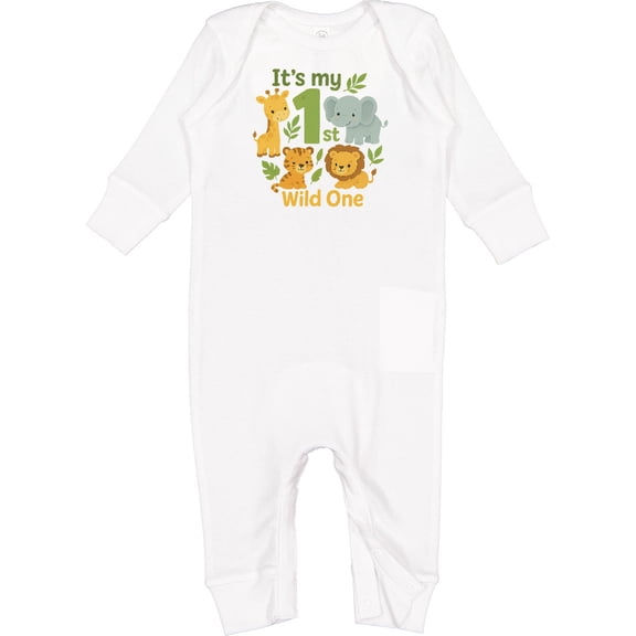 Inktastic First Birthday Safari Jungle Animals Baby Romper Coveralls
