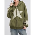 thumbnail image 6 of LMLYSoH Women's Autumn Casual Hooded Coat Long Sleeve Star Print Zip Up Drawstring Hoodie, 6 of 9