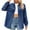 Dark Blue, variant on Ashirexll Jeans Jacket for Women Lapel Fall Long Sleeve Retro Short Denim Jackets Jean Coats Dark Gray M