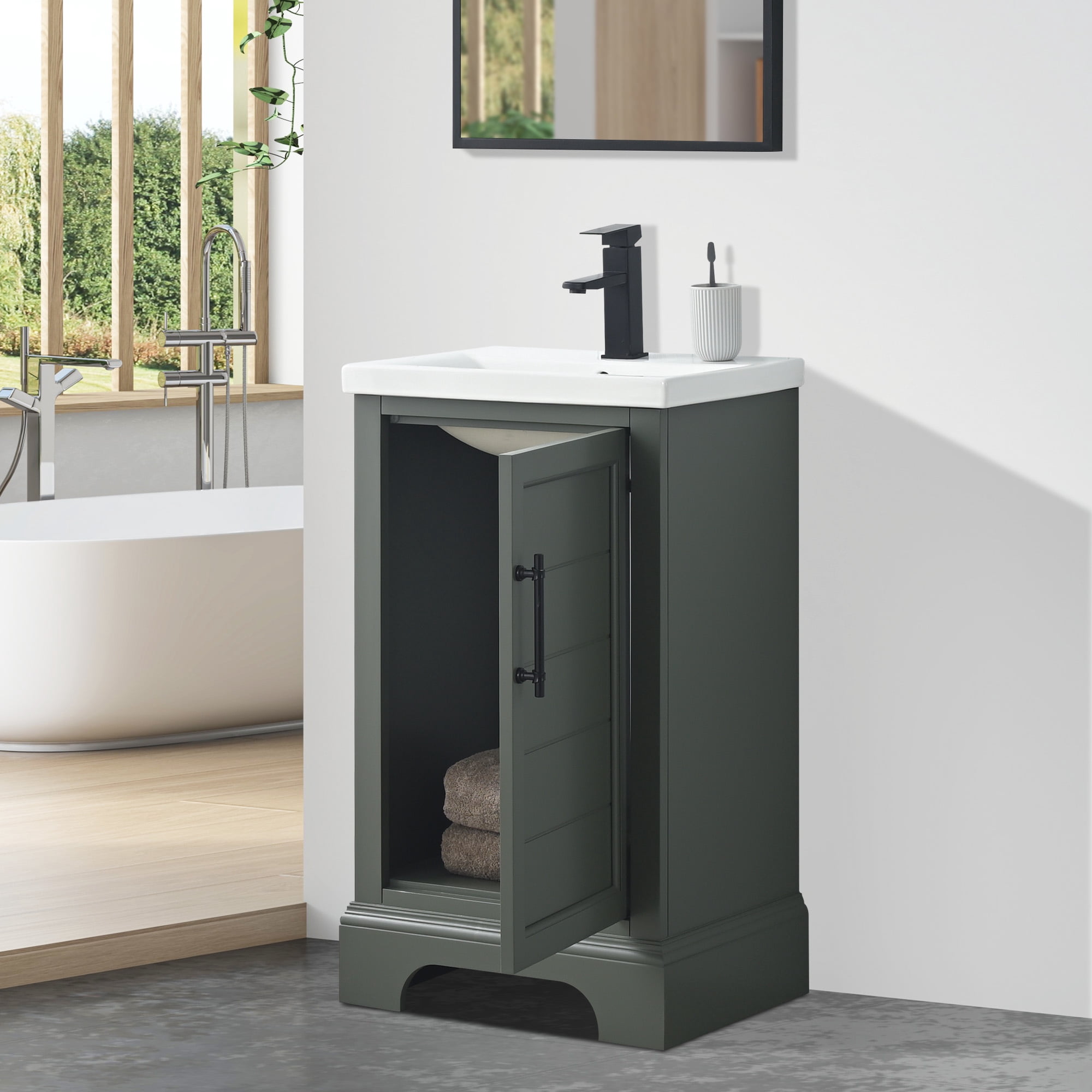 Vanity Art 20 Inch Single Bathroom Vanity with Sink and Top - Modern Freestanding Cabinet with Soft Closing Door