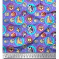 thumbnail image 1 of Soimoi Moss Georgette Fabric Leaves,Circle & Cute Animals Cartoon Print Fabric by The Yard 42 Inch Wide, 1 of 1