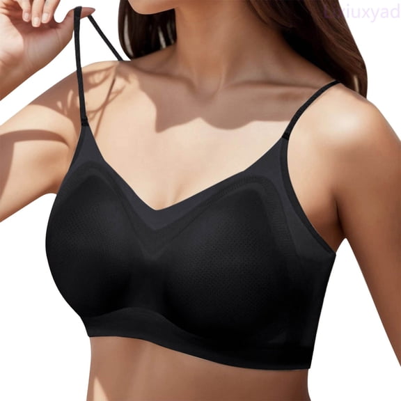Lixiuxyad Front Closure Floral Lace Bra Comfortable Support Underwire T Shirt Bralette Soft Wireless Everyday Wear,Bras for Women Black 32