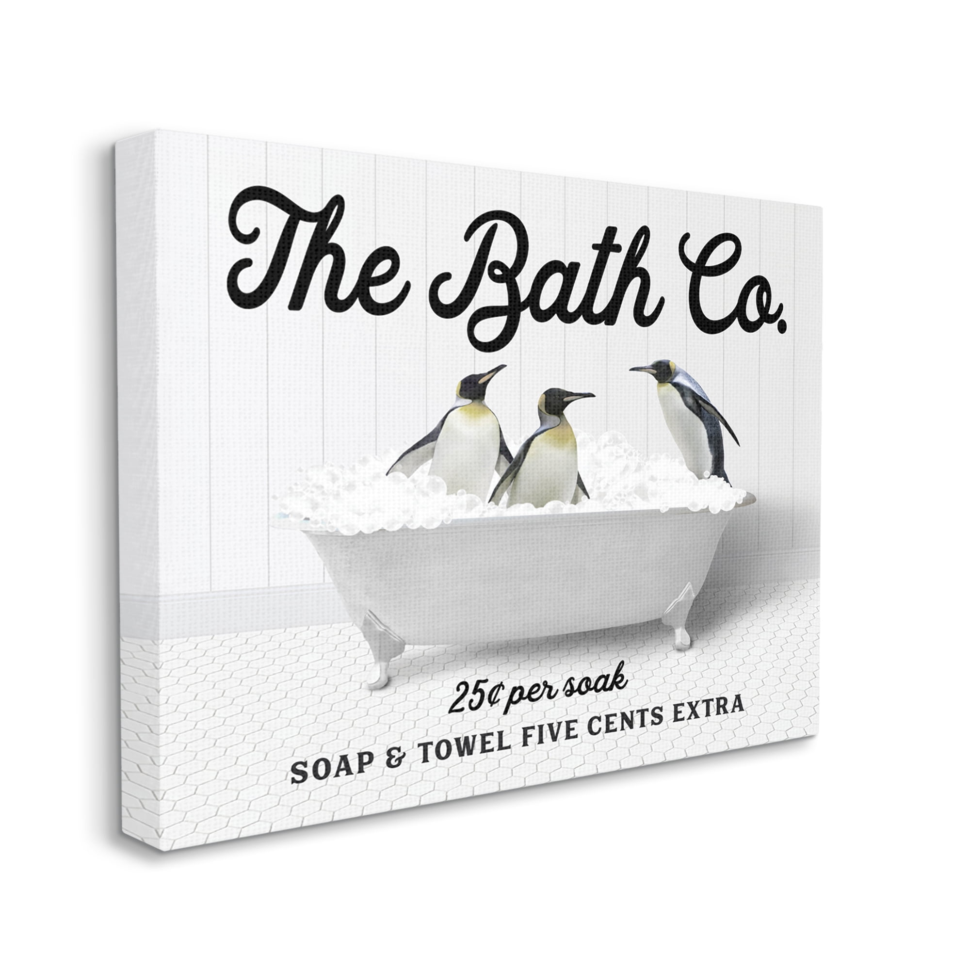 Stupell Industries Bubble Bathtub Penguins Animals & Insects Painting Gallery Wrapped Canvas Print Wall Art, 40 x 30