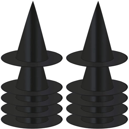 Halloween Black Witch Hat for Adult 10pcs Halloween Costume Accessory Decorations for Christmas Masquerade Cosplay Party Decor