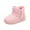 Pink, variant on Comfy Girls' Snow Boots Fleece Lined Slip-On Boots Soft Sole Thicken Flatform Comfortable Footwear Indoor Outdoor Winter Fashion Foorwear