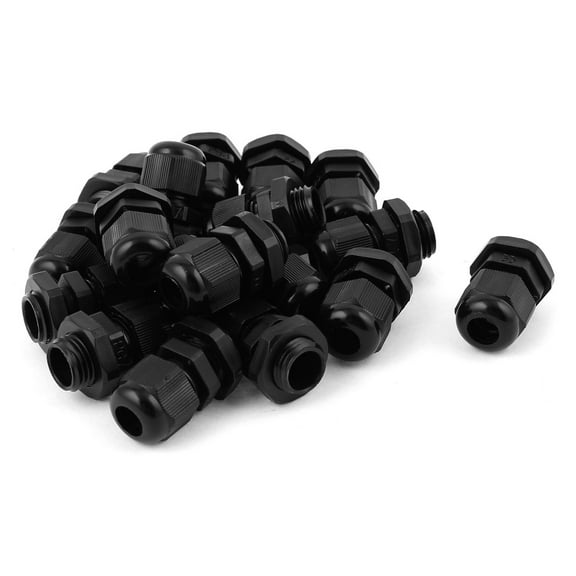 Unique Bargains 18 Pcs 3-6.5mm Black Plastic Waterproof Cable Gland Connector Locknut PG7
